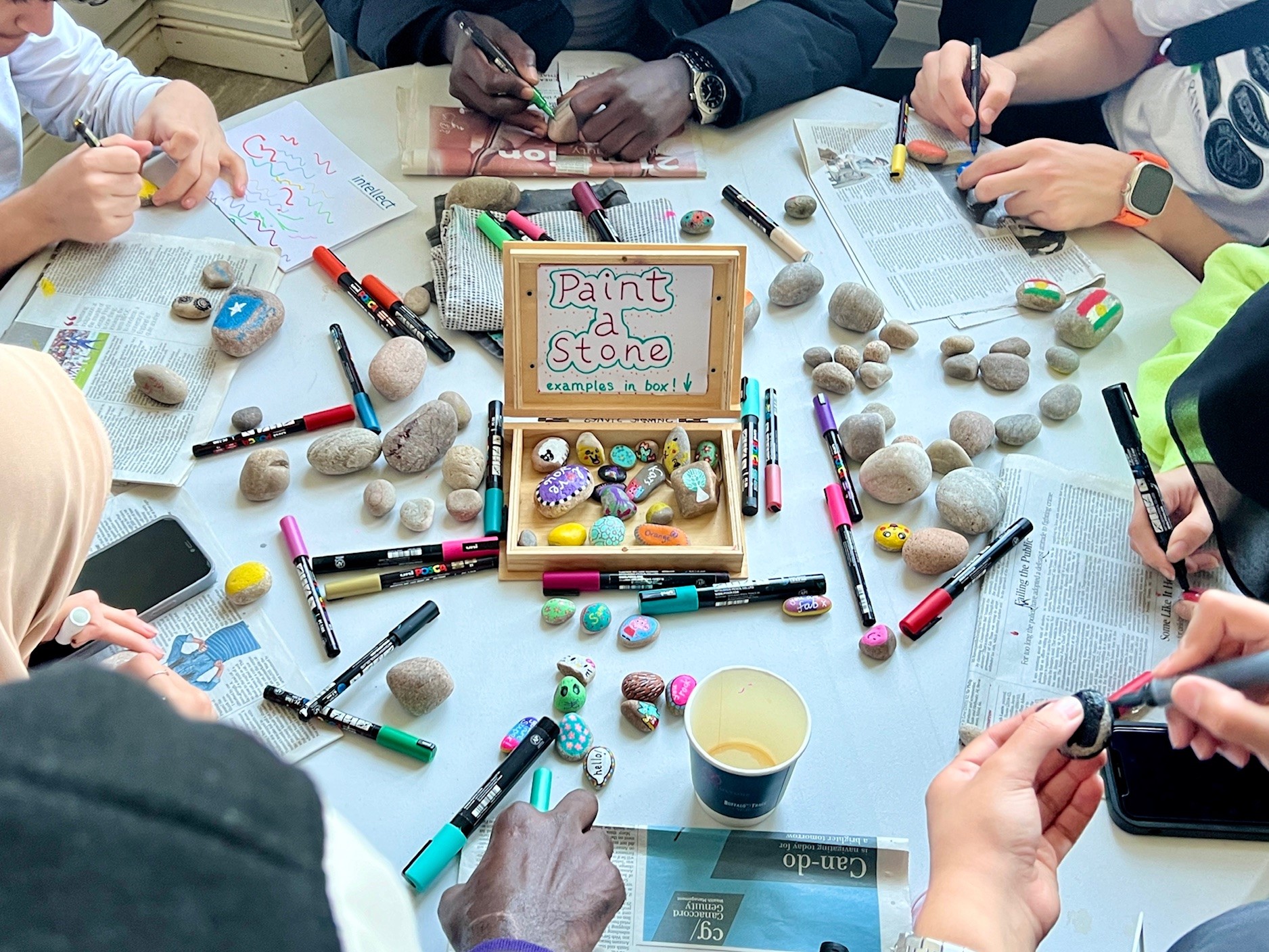 group-stone-painting-Refugee-Education