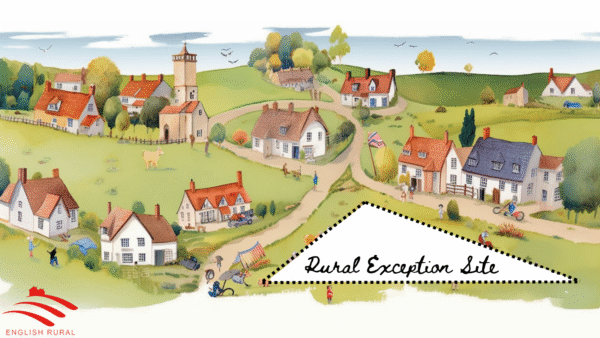 Sketch of land demarcated as a Rural Exception Site in a village